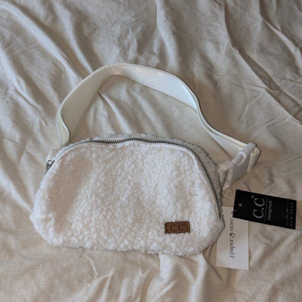 C.C White Sherpa Fanny Pack